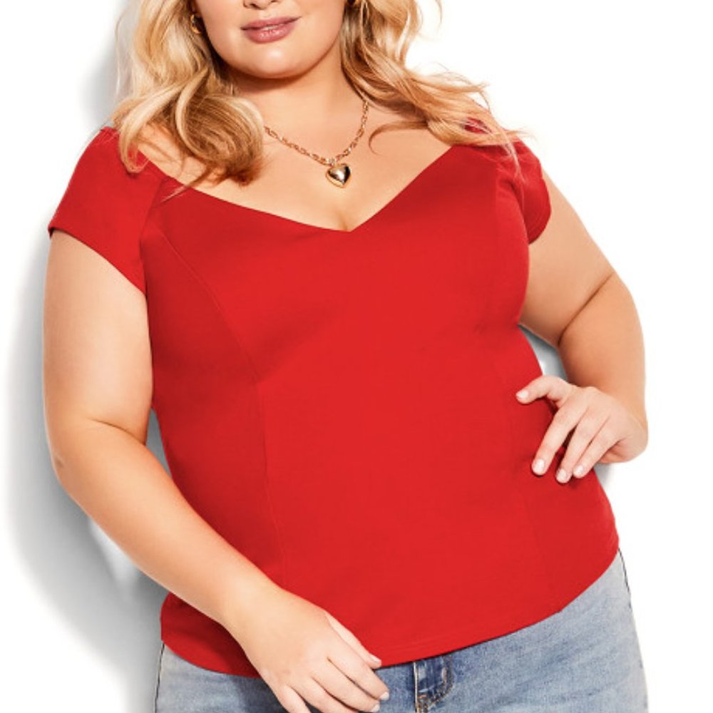 City Chic Miss Vintage top red